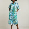 Discount River Woods Blauw/groen lange V-hals fantasiejurk -