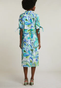 Discount River Woods Blauw/groen lange V-hals fantasiejurk -
