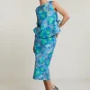 Discount River Woods Blauw/groene gebloemde midirok -