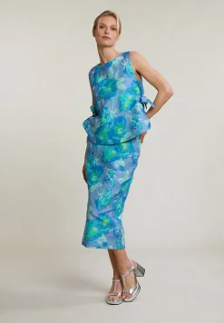 Discount River Woods Blauw/groene gebloemde midirok -