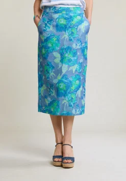 Discount River Woods Blauw/groene gebloemde midirok -