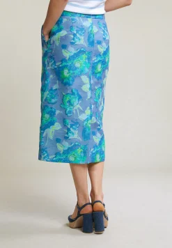 Discount River Woods Blauw/groene gebloemde midirok -