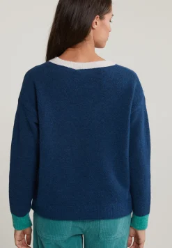 Hot River Woods Blauw/groene trui ronde hals -