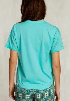 New River Woods Blauwgroene V-hals blouse met zak -