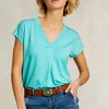 Online River Woods Blauwgroene V-hals T-shirt korte mouwen -