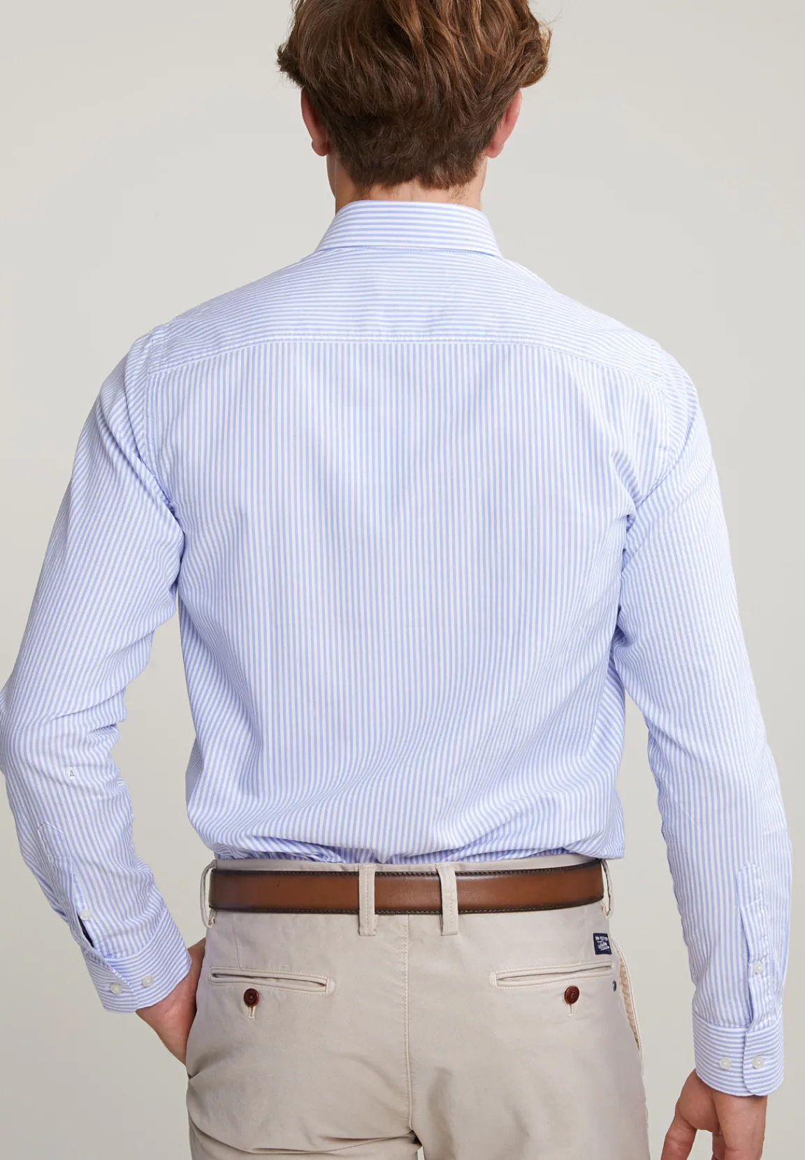 Clearance River Woods Blauw/wit custom fit gestreept hemd -