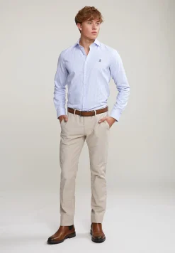 Clearance River Woods Blauw/wit custom fit gestreept hemd -