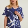 Discount River Woods Blauw/wit fantasie V-hals blouse -