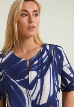 Discount River Woods Blauw/wit fantasie V-hals blouse -