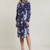 New River Woods Blauw/wit fantasie V-hals jurk -