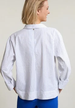 Discount River Woods Blauw/wit geknoopte gestreepte blouse -