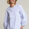 Outlet River Woods Blauw/wit gestreepte blouse pofmouwen -