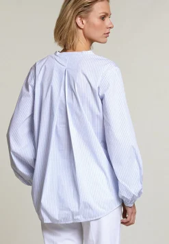 Outlet River Woods Blauw/wit gestreepte blouse pofmouwen -