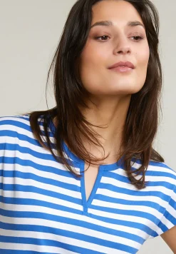 Clearance River Woods Blauw/wit gestreepte V-hals T-shirt -