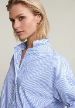 Fashion River Woods Blauw/wit wijde geknoopte gestreepte blouse -