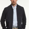 Best River Woods Blouson suède mouwen navy -