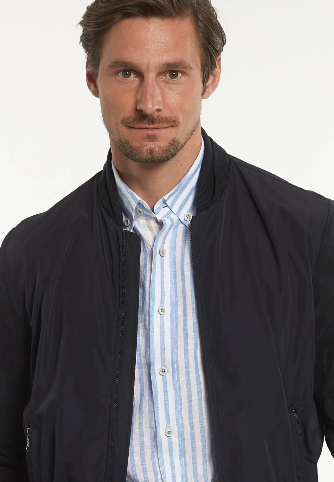 Best River Woods Blouson suède mouwen navy -