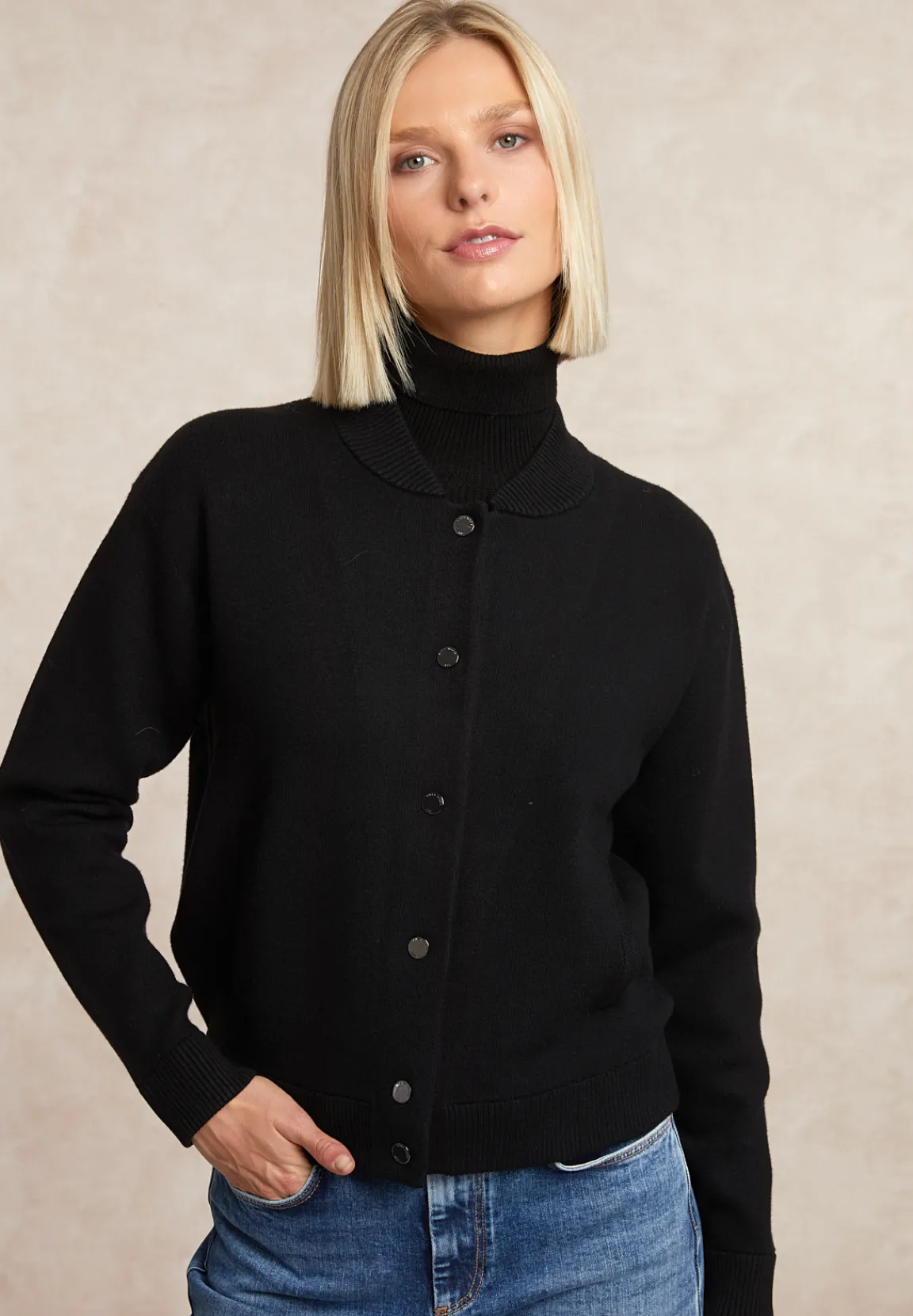 Fashion River Woods Bomber cardigan zwart -