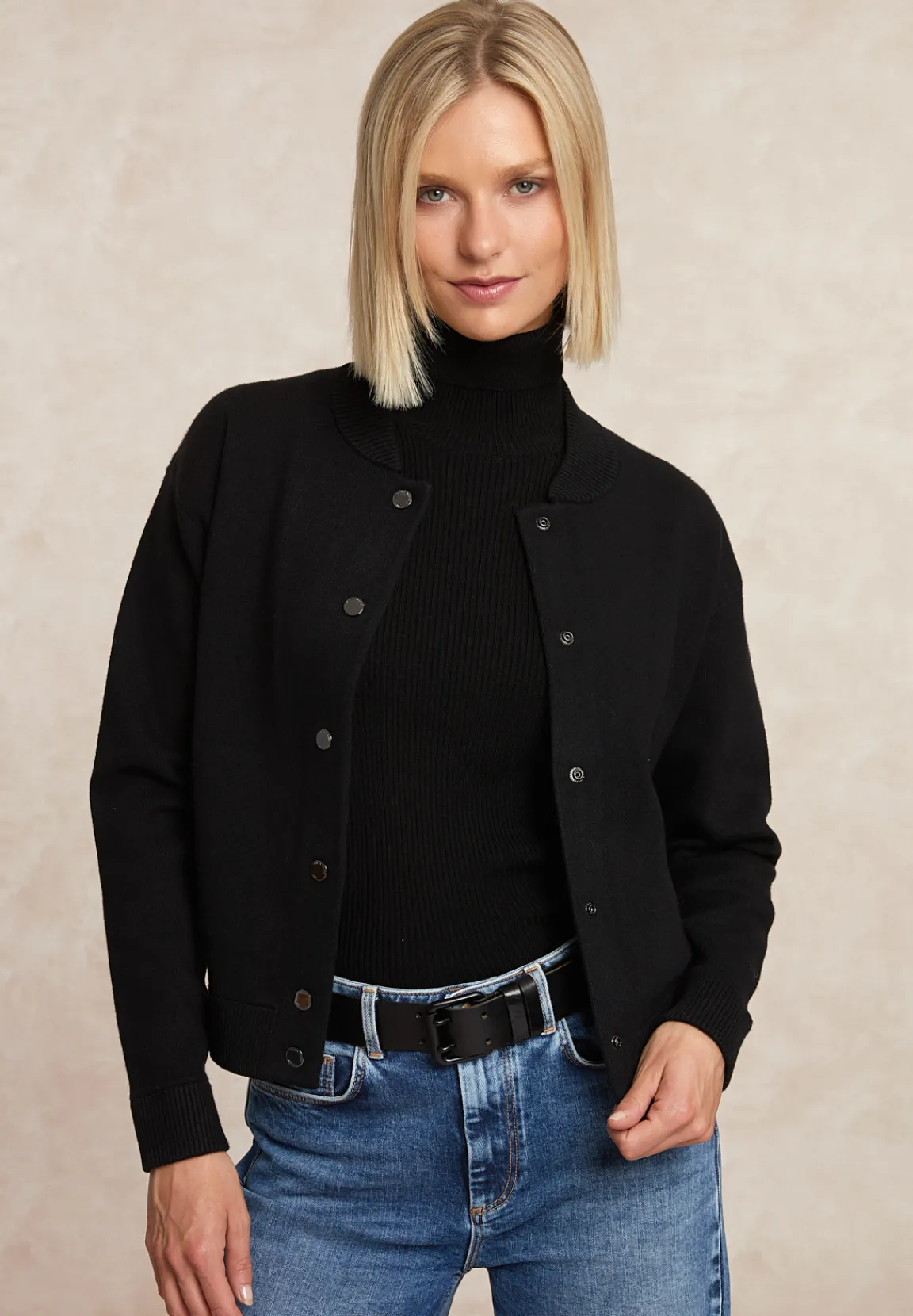 Fashion River Woods Bomber cardigan zwart -