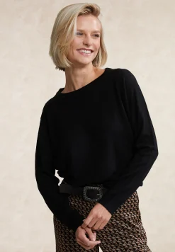 New River Woods Boxy trui ronde hals zwart -