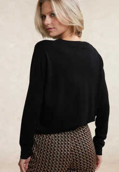New River Woods Boxy trui ronde hals zwart -