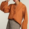 Clearance River Woods Bruine effen blouse pofmouwen -