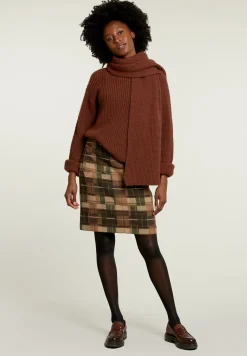 New River Woods Bruine geruite minirok -