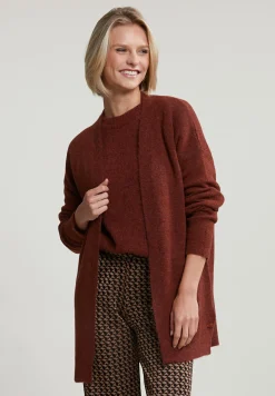 Discount River Woods Bruine lange V-hals cardigan lange mouwen -