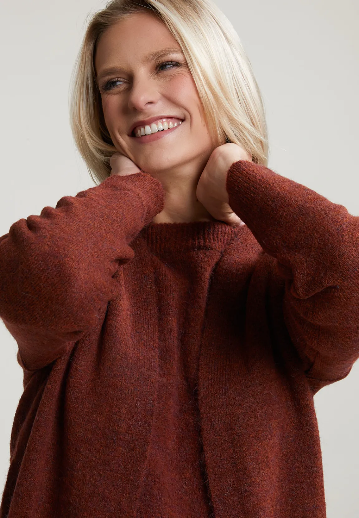 Discount River Woods Bruine lange V-hals cardigan lange mouwen -