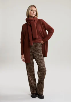 Discount River Woods Bruine lange V-hals cardigan lange mouwen -