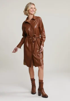 Discount River Woods Bruine vegan lederen jurk met riem -