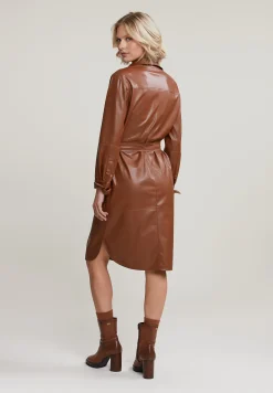 Discount River Woods Bruine vegan lederen jurk met riem -