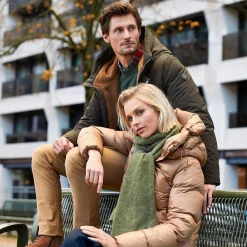 Best River Woods Camel korte donsjas met kap -