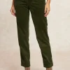 Best River Woods Comfortabele ribfluwelen 7/8 broek groen -
