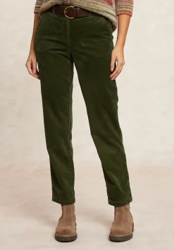 Best River Woods Comfortabele ribfluwelen 7/8 broek groen -