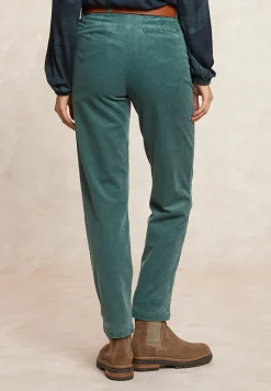Clearance River Woods Comfortabele ribfluwelen 7/8 broek saliegroen -