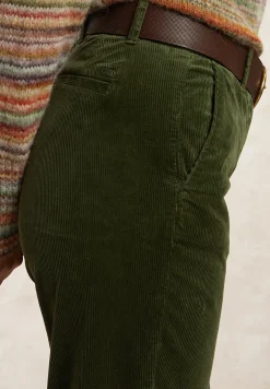 Best River Woods Comfortabele ribfluwelen 7/8 broek groen -