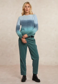Clearance River Woods Comfortabele ribfluwelen 7/8 broek saliegroen -