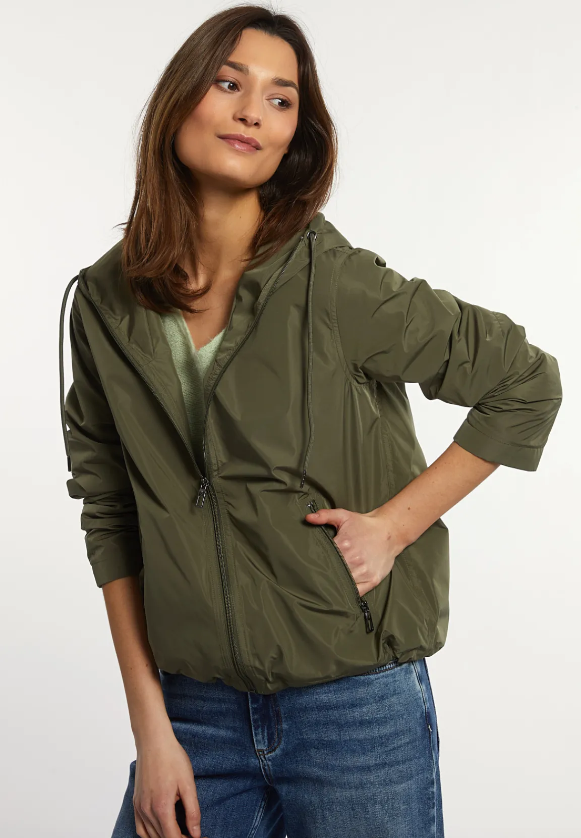 Sale River Woods Cropped jas met kap kaki -