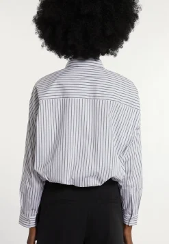 Online River Woods Cropped katoenen blouse elastische taille grijs/wit -