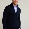 New River Woods Custom fit basic merino cardigan navy NY -