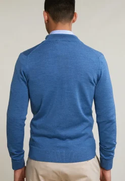 New River Woods Custom fit basic merino cardigan lake mix -