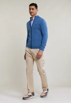 New River Woods Custom fit basic merino cardigan lake mix -