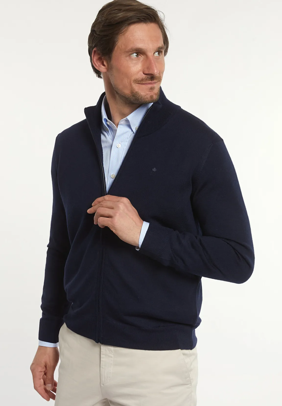 Best River Woods Custom fit basic merino gilet kleur navy -