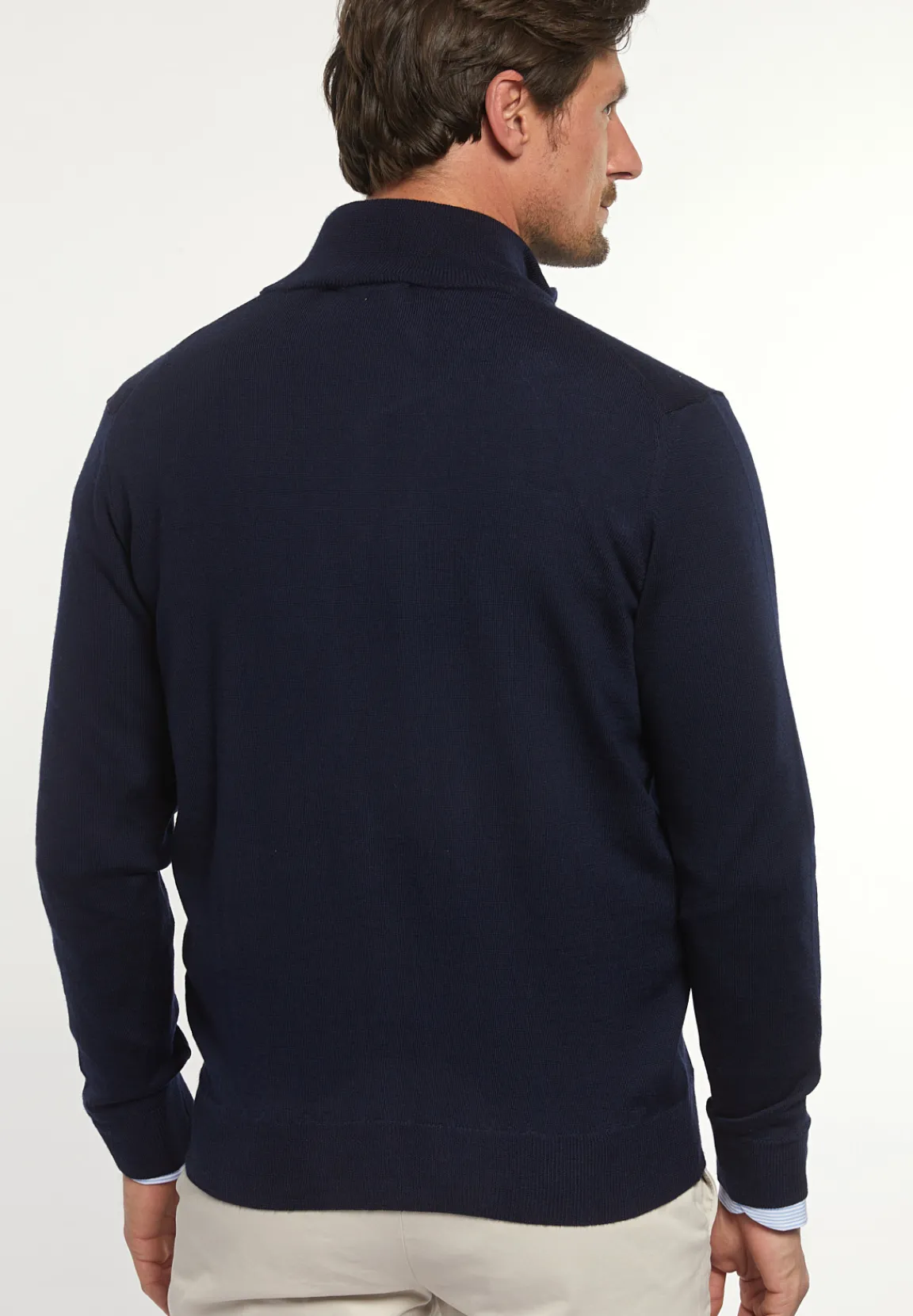 Best River Woods Custom fit basic merino gilet kleur navy -