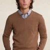 Clearance River Woods Custom fit basic merino V-hals trui loam mix -