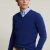 Best River Woods Custom fit basic merino V-hals trui yale blue -
