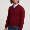 Outlet River Woods Custom fit basic merino V-hals trui red mix -