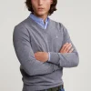 Clearance River Woods Custom fit basic merino V-hals trui oxford mix -