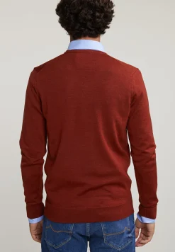 Clearance River Woods Custom fit basic merino V-hals trui negroni mix -